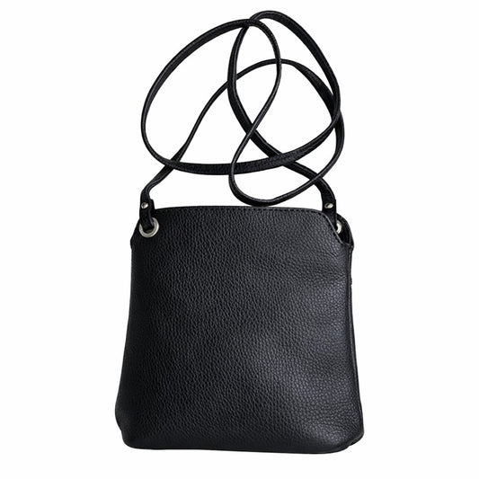 LaGaksta Fina Mini Compact Crossbody in black with white background 