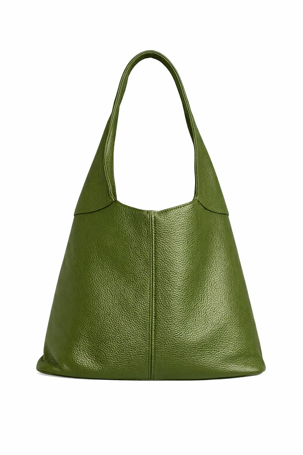 LaGaksta Hobo Pebbled Italian leather in white background in Olive Forest Green