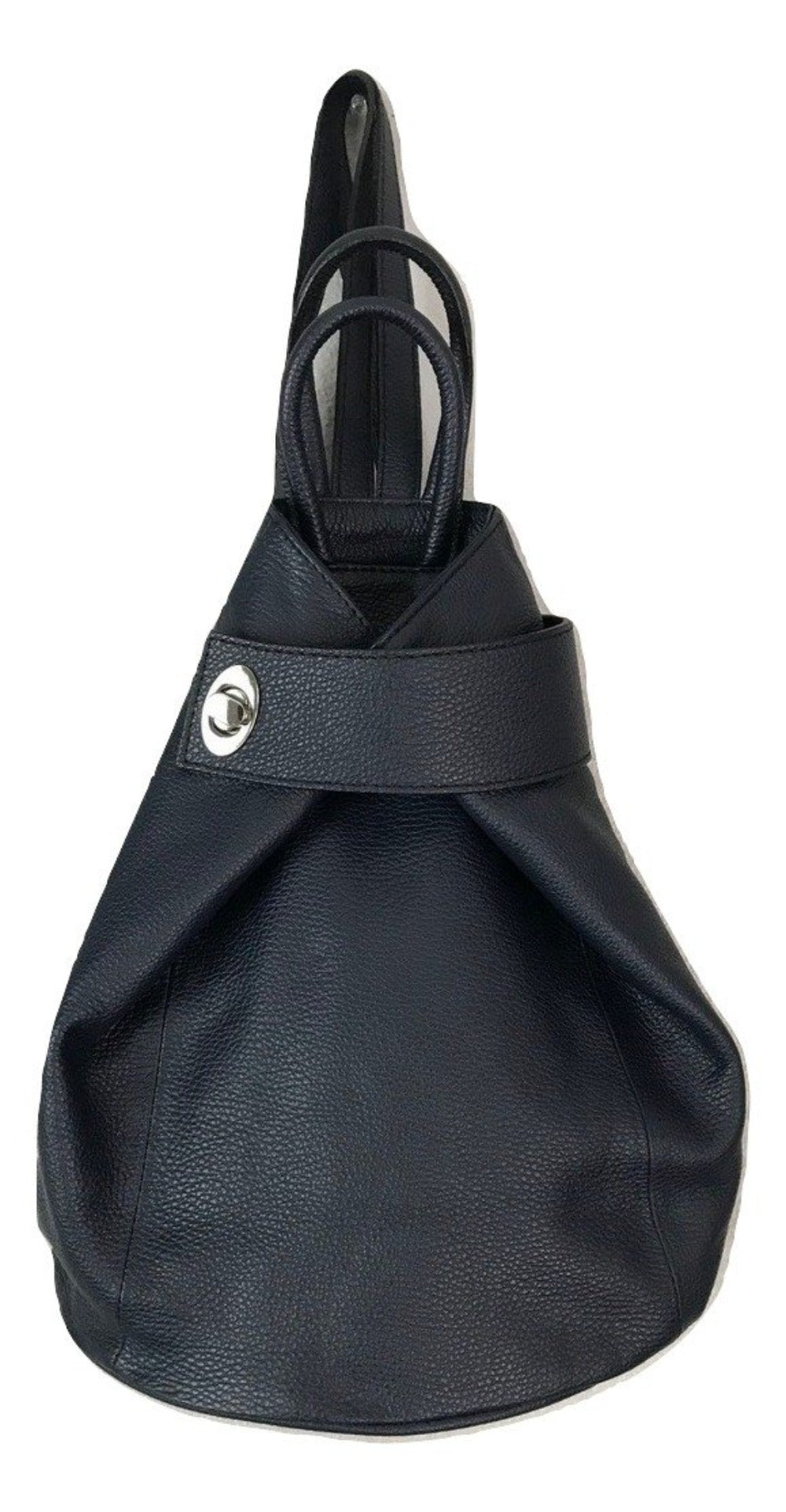 Convertible Italian Leather Backpack Tote Navy